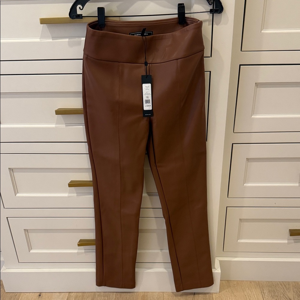 BCBGMaxAzria Tan Faux Leather Cropped Pants